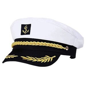 Adult Yacht Boat Captain Hat Navy Cap Ship Sailor Costume Party